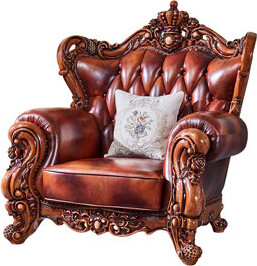 Romero European Country Retro Chair 48.4'' Wide Tufted Armchair