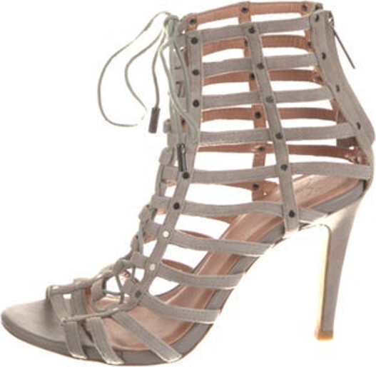 Joie Suede Gladiator Sandals Neutrals Multistrap & Zip Closures at Shafts Includes Box & Dust Bag