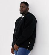 Thumbnail for your product : ASOS DESIGN Plus oversized jersey bomber jacket with gold side zips