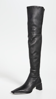 black leather stretch boots