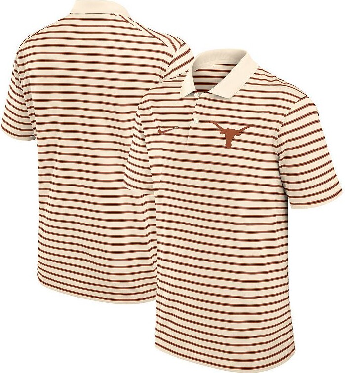 Men's Nike Cream Texas Longhorns Solid Foundation Striped Performance Polo