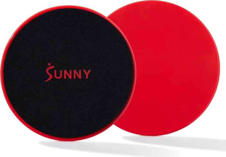 Sunny Health & Fitness Dual Sided Core Exercise Disk for Carpet or Hardwood Floors, Lightweight and Portable, Perfect for Abdominal, Core Workouts, Cardio, Low Impact (Black, Red) - NO. 104
