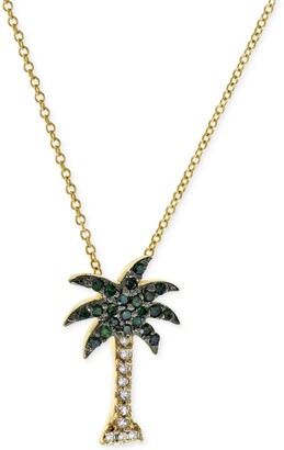 Effy Seaside by Green and White Diamond Palm Tree Necklace (1/10 ct. t.w.) in 14k Gold