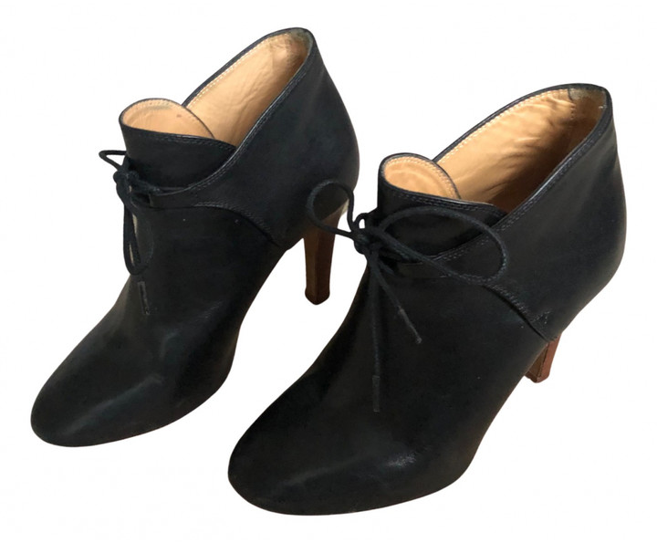 Sã©Zane SAzane Black Leather Ankle boots ShopStyle