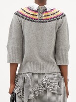 Thumbnail for your product : LA FETICHE Twigs Broderie-anglaise And Wool Fair Isle Sweater - Grey Multi