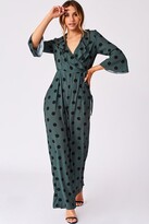 Thumbnail for your product : Girls On Film Rubix Green Polka-Dot Wrap Jumpsuit