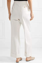 Thumbnail for your product : The Row Liano Pleated Cotton-twill Wide-leg Pants - Off-white