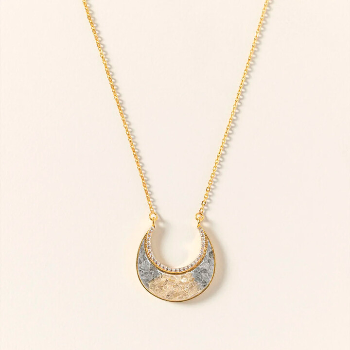 Uncommon Goods Sliced Raw Diamond Crescent Necklace by Shana Gulati