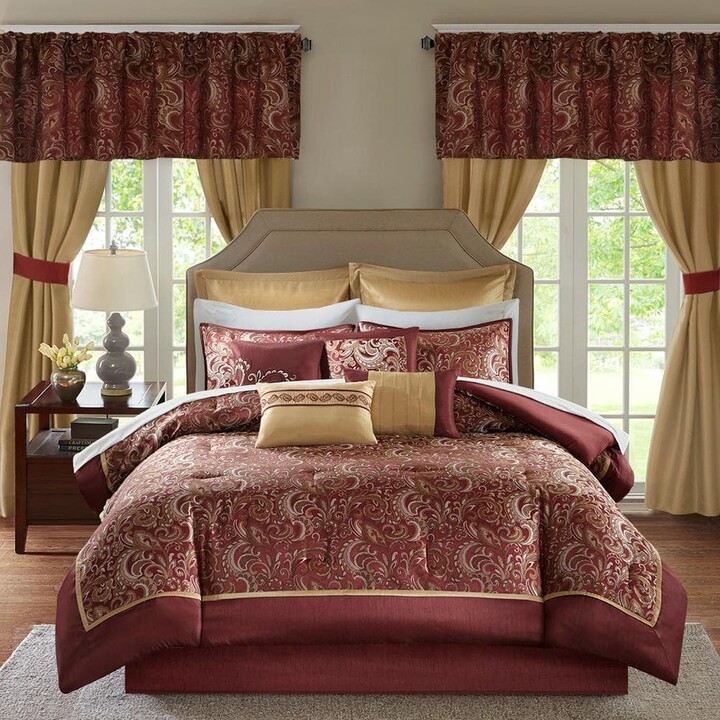 MADISON PARK ESSENTIALS Cadence Red Polyester King Comforter Set