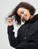 Thumbnail for your product : ASOS Denim Borg Jacket In Washed Black