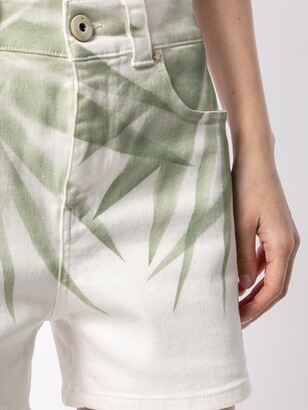 Lorena Antoniazzi Palm-Leaf Print Denim Shorts