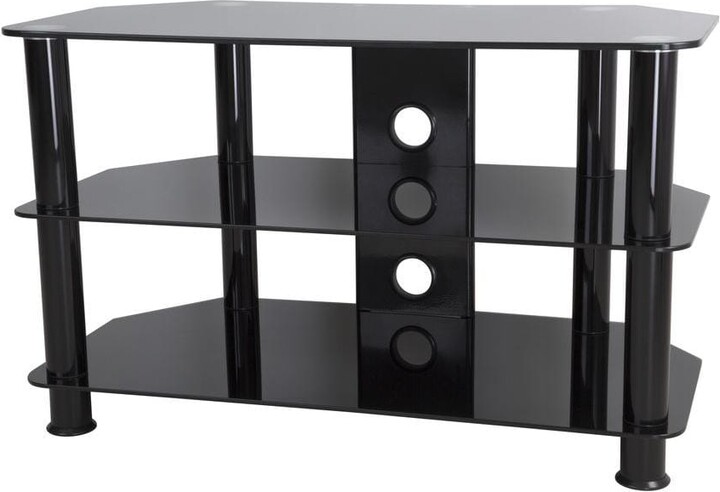 AVF 31.5 in. Black Glass TV Stand Fits TVs Up to 42 in. with Open Storage