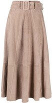 Thumbnail for your product : Incentive! Cashmere belted-waistband A-line skirt