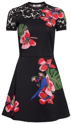 Valentino Women's Lace Inset Tropical Dream Knit Dress