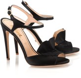 Thumbnail for your product : Jerome C. Rousseau Black Silk Ruffle Mills Heels