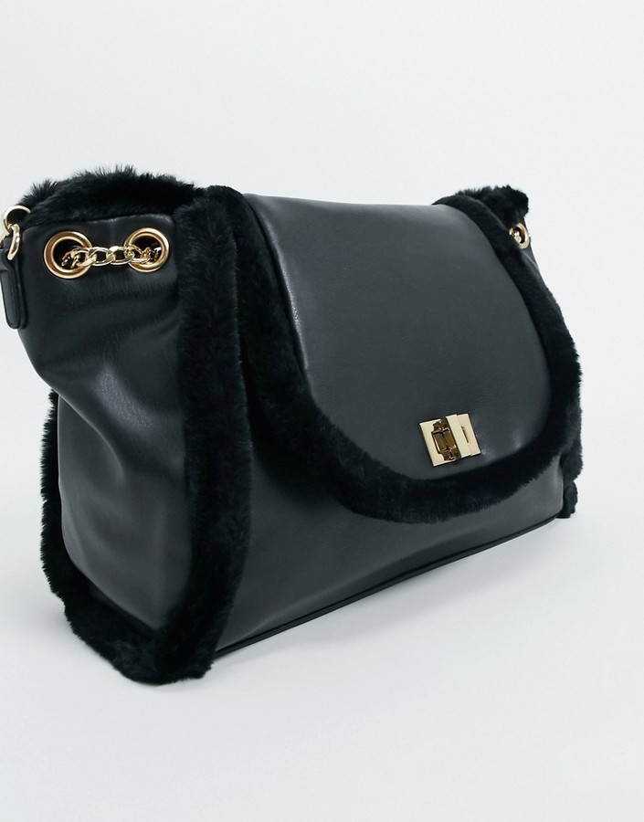 black fur crossbody bag