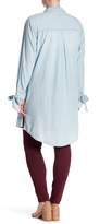 Thumbnail for your product : Susina Chambray Tie Sleeve Button Front Tunic (Plus Size)