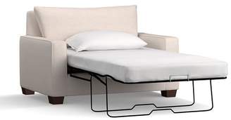 Pottery Barn PB Comfort Square Arm Upholstered Twin Sleeper Sofa with Memory Foam Mattress