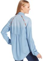 Thumbnail for your product : Jessica Simpson Printed-Trim Chambray Shirt