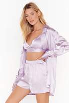 Thumbnail for your product : Nasty Gal Womens Let Me Sleep Satin 3-Pc Pyjama Set - purple - 12