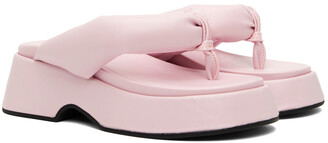Ganni Pink Retro Thong Platform Sandals