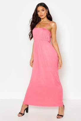boohoo Rouche Bust Strappy Maxi Dress