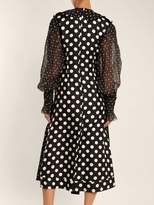 Thumbnail for your product : Loewe Polka Dot-print Smocked Silk And Cotton Dress - Womens - Black