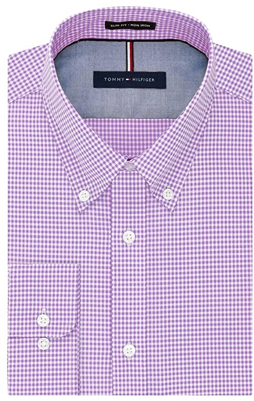 Regular Fit Gray Texture 16-16 1/2-34/35  Tommy Hilfiger Dress shirt Spread