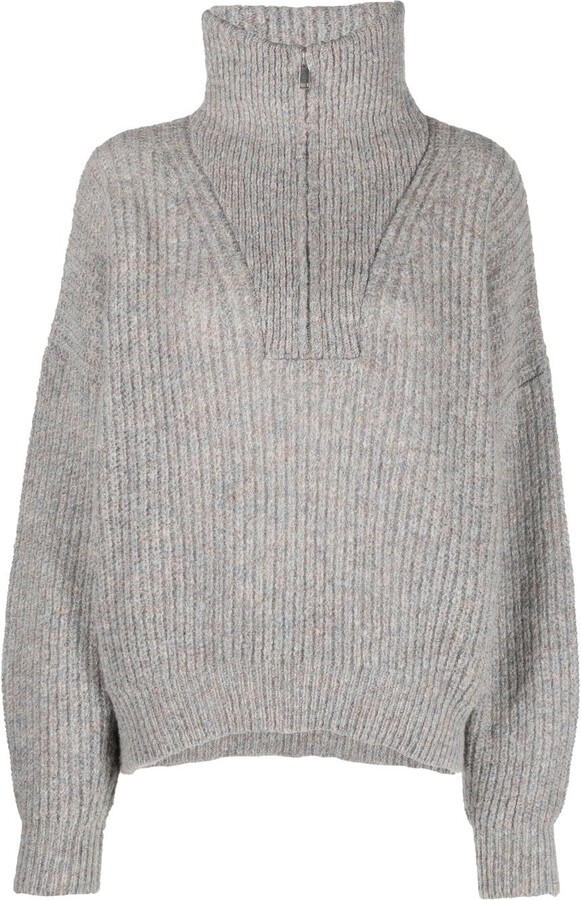 Zip Front High Neck Sweater | ShopStyle