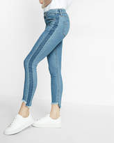 Thumbnail for your product : Express Mid Rise Side Stripe Raw Hem Stretch Ankle Jean Leggings