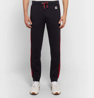 Ermenegildo Zegna Tapered Stripe-Trimmed Loopback TECHMERINO Wool-Jersey Sweatpants - Men - Navy