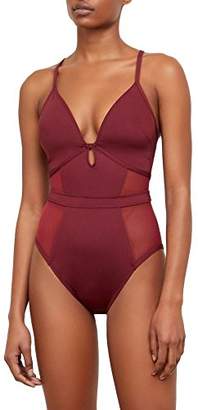 Kenneth Cole New York Women's V-Neck Push up Mesh One Piece Swimsuit