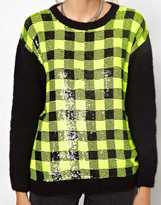 Thumbnail for your product : Ashish Exclusive to ASOS Mohair Sweater with Check Sequin Front