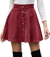 Thumbnail for your product : Frobukio Womens Faux Suede Skirt Button Closure A-Line High Wasit Mini Short Skirt (Black S)