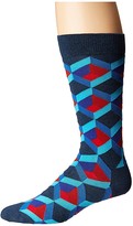Thumbnail for your product : Happy Socks Optic Square Sock (Navy/Red) Men's Crew Cut Socks Shoes