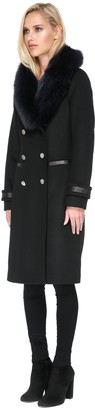 Soia & Kyo JULIANA-FX wool coat with removable fur in blk/indigo