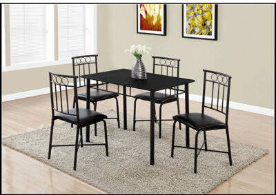 Ivy Bronx Compact 5-Piece Dining Table Set With Black Metal Frame And Leather-Look Chairs Perfect For Small Modern Kitchens And Dining Areas