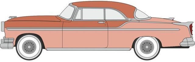 1955 Chrysler New Yorker Deluxe St. Regis Desert Sand and Canyon Tan 1/87 (HO) Scale Diecast Model Car by Oxford Diecast