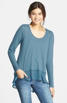 Thumbnail for your product : Sun & Shadow Woven Hem High/Low Thermal Top (Juniors)