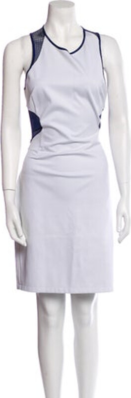 Kenzo Sheath Dress White Mesh Accents Sleeveless with Scoop Neck Concealed Zip Closure at Side