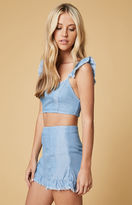 Thumbnail for your product : MinkPink Bella Ruffle Denim Hot Shorts