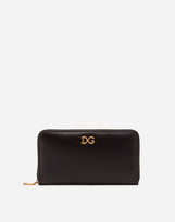 Thumbnail for your product : Dolce & Gabbana Zip-around calfskin wallet with baroque logo