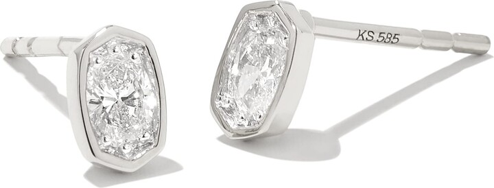 Kendra Scott 0.22 ct Marisa 14k White Gold Oval Solitaire Stud Earrings in White Diamond | Diamonds