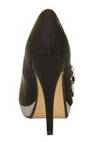 Thumbnail for your product : Black & Silver Embellished Leaf Detail Court Heel