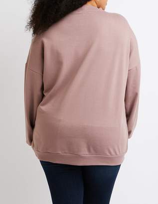 Charlotte Russe Plus Size Choker Neck Cut-Out Sweater