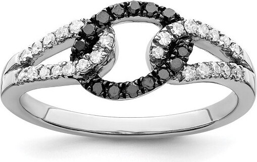 Black Bow Jewelry Co. BlackBowJewelry1/4CtwBlack&WhiteDiamondOvalLoopRinginSterlingSilverSize8