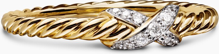 David Yurman Petite X Ring in 18K Yellow Gold with Diamonds | Women's | Size 9