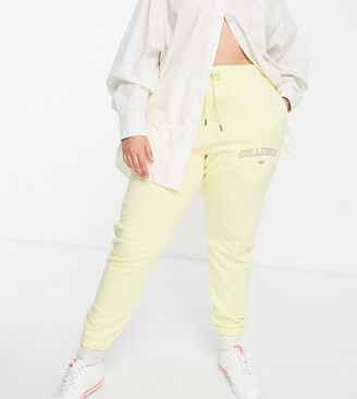 Collusion Plus Exclusive varsity print skinny sweatpants in yellow -  ShopStyle Tapered Pants