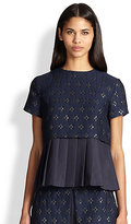 Thumbnail for your product : Suno Pleated-Tier Metallic Jacquard Top