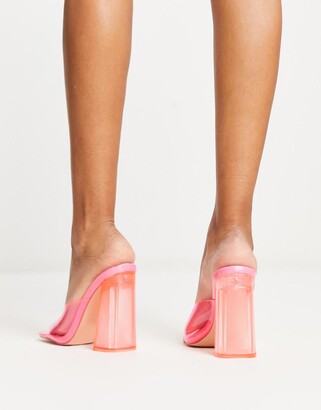 Lost Ink Carlita Nude Shine Block Heel Court Shoes - ShopStyle